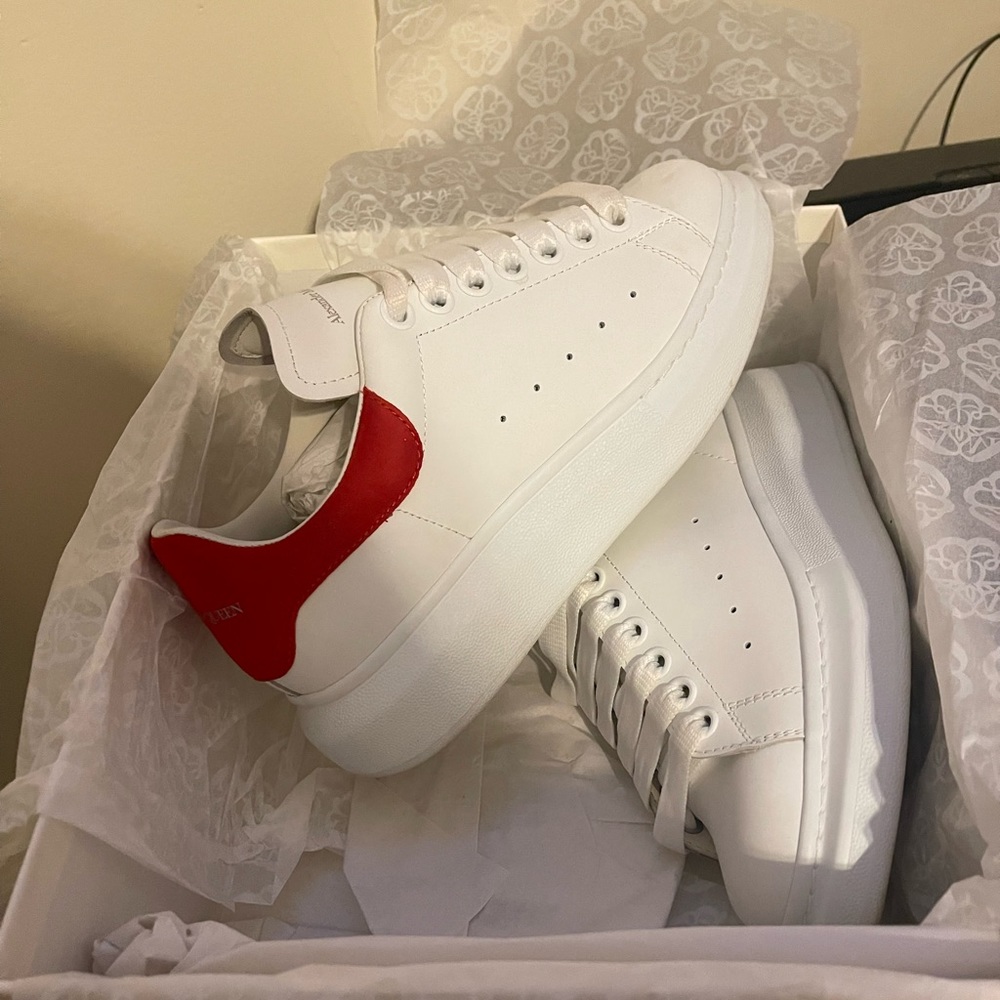 Alexander McQueen white/lust red sneakers